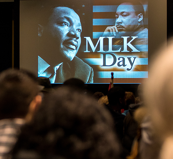 stained glass window inside Dexter Ave. Baptist Church where MLK led
