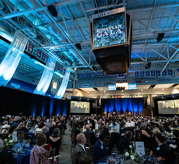 McCarthey Athletic Center draped in blue elegance