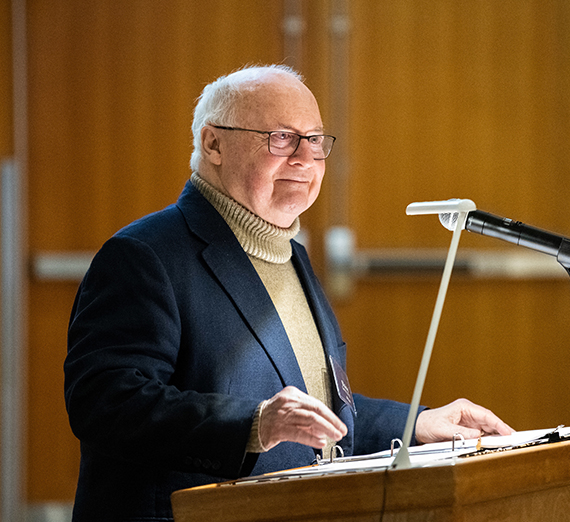 professor blaine garvin at podium