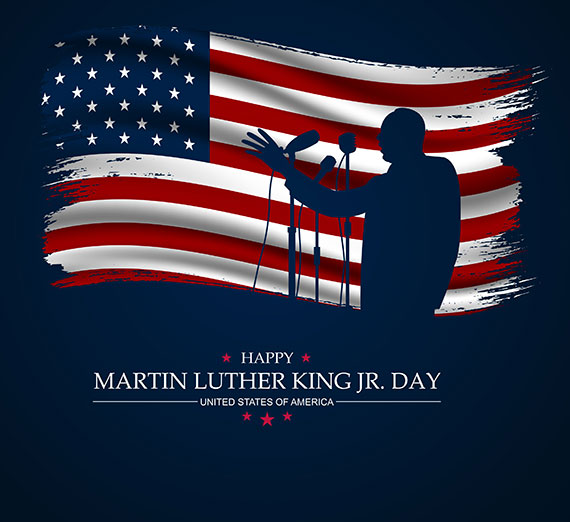 Photo of Martin Luther King, Jr. on a screen 